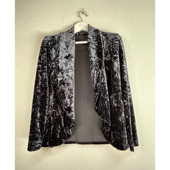 Be Fun Jackets & Blazers - Be Fun Women's Open Front Velvet Blazer Jacket Collared Long Sleeve Black France